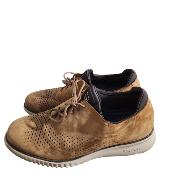 Cole Haan 2.0 Zerogrand Oxford Men's Shoes - Tan Perforated Suede, Size 13 - Picture 3 of 9